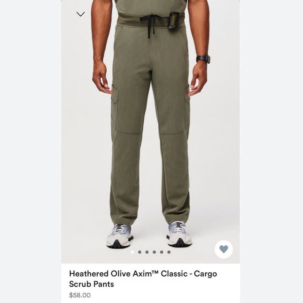 Figs Men's Axim Cargo Scrub Pants Heathered Olive size M